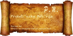 Prohászka Mária névjegykártya
